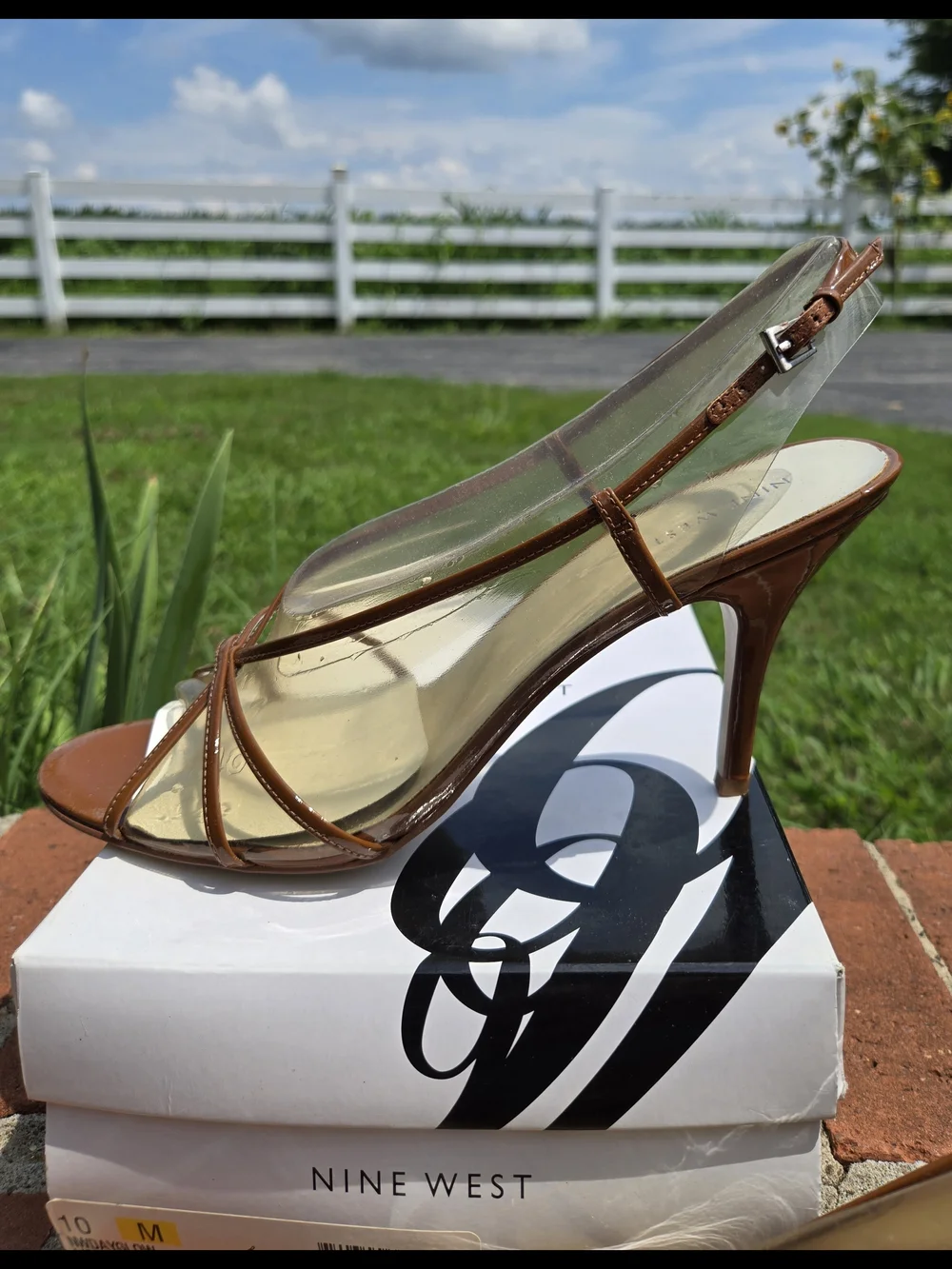 Nine West Brown Strappy Slingback Heels Sz 10